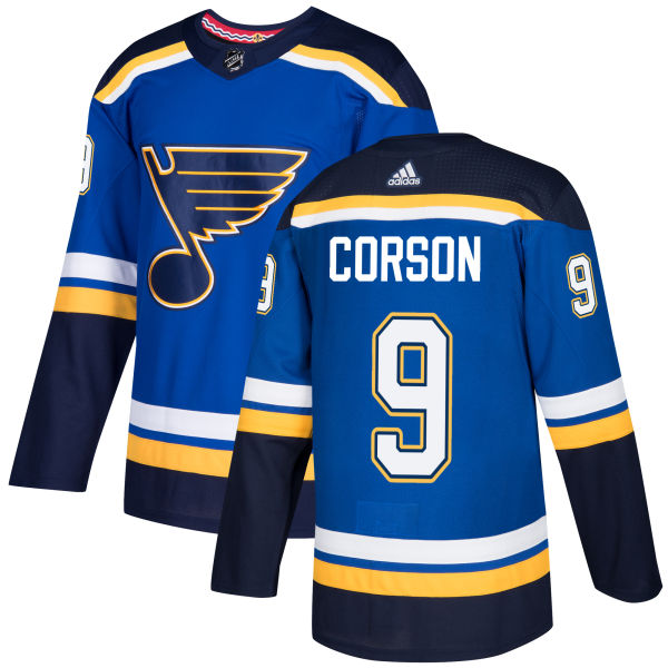 Adidas Men St.Louis Blues #9 Shayne Corson Blue Home Authentic Stitched NHL Jersey->vancouver canucks->NHL Jersey